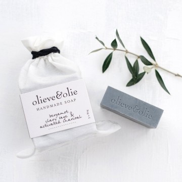 Hand Made Bar | Bergamot Clary Sage + Activated Charcoal | 3 Pack 240g
